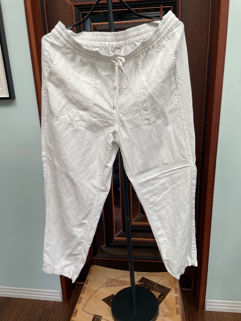 J. Crew White Linen drawstring pants